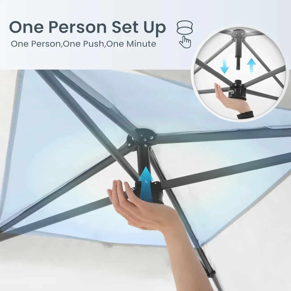 خيمة بمظلة منبثقة فورية مقاس 10 × 10 مع إعداد دفع واحد للشاطئ والمناسبات - سقف بفتحات تهوية، مساحة تخزين سهلة، مثالية للظل الخارجي