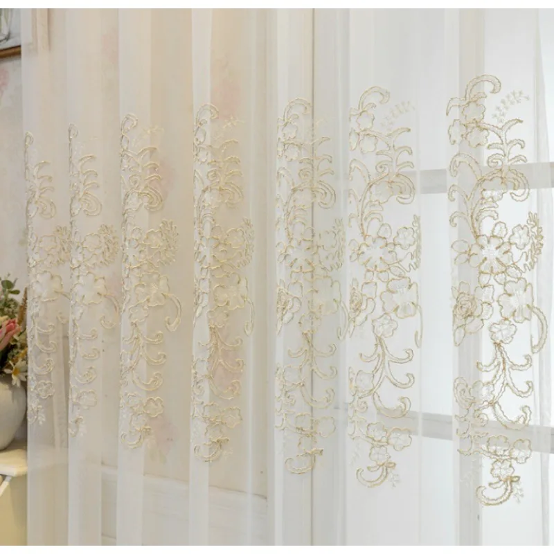 Embossed European Double-layer Embroidered Curtains with Blackout Fabric and Integrated Living Room, Bedroom, Balcony Curtains