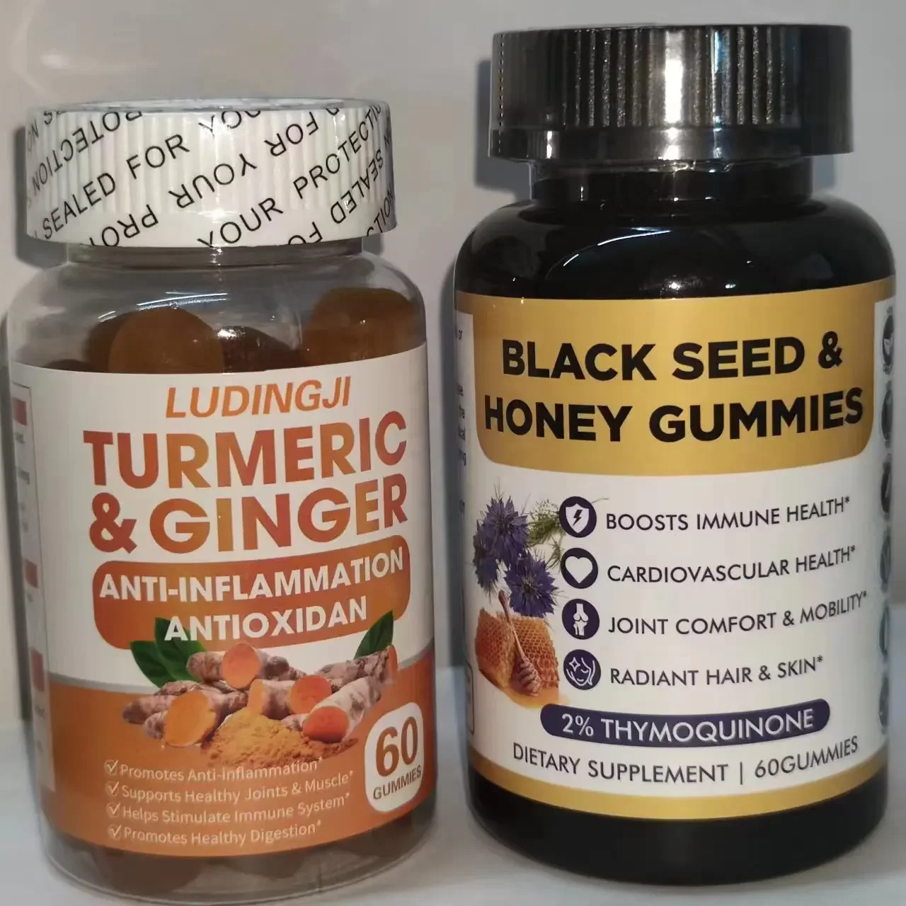 2 bottle black seed honey soft sweets +curcumin soft sweets health food