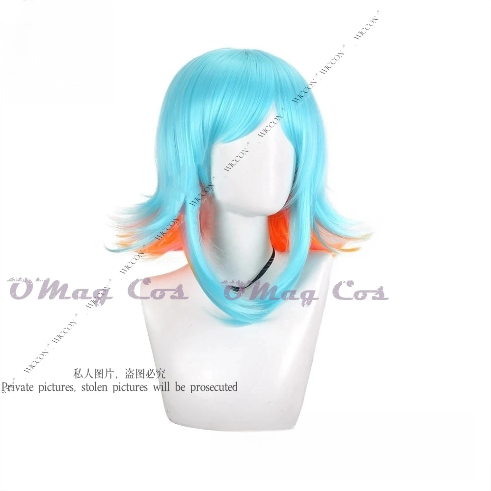 KDA Super Fan Neeko Cosplay Wig para mulheres, cor mista, cabelo sintético, resistente ao calor, 35-40cm