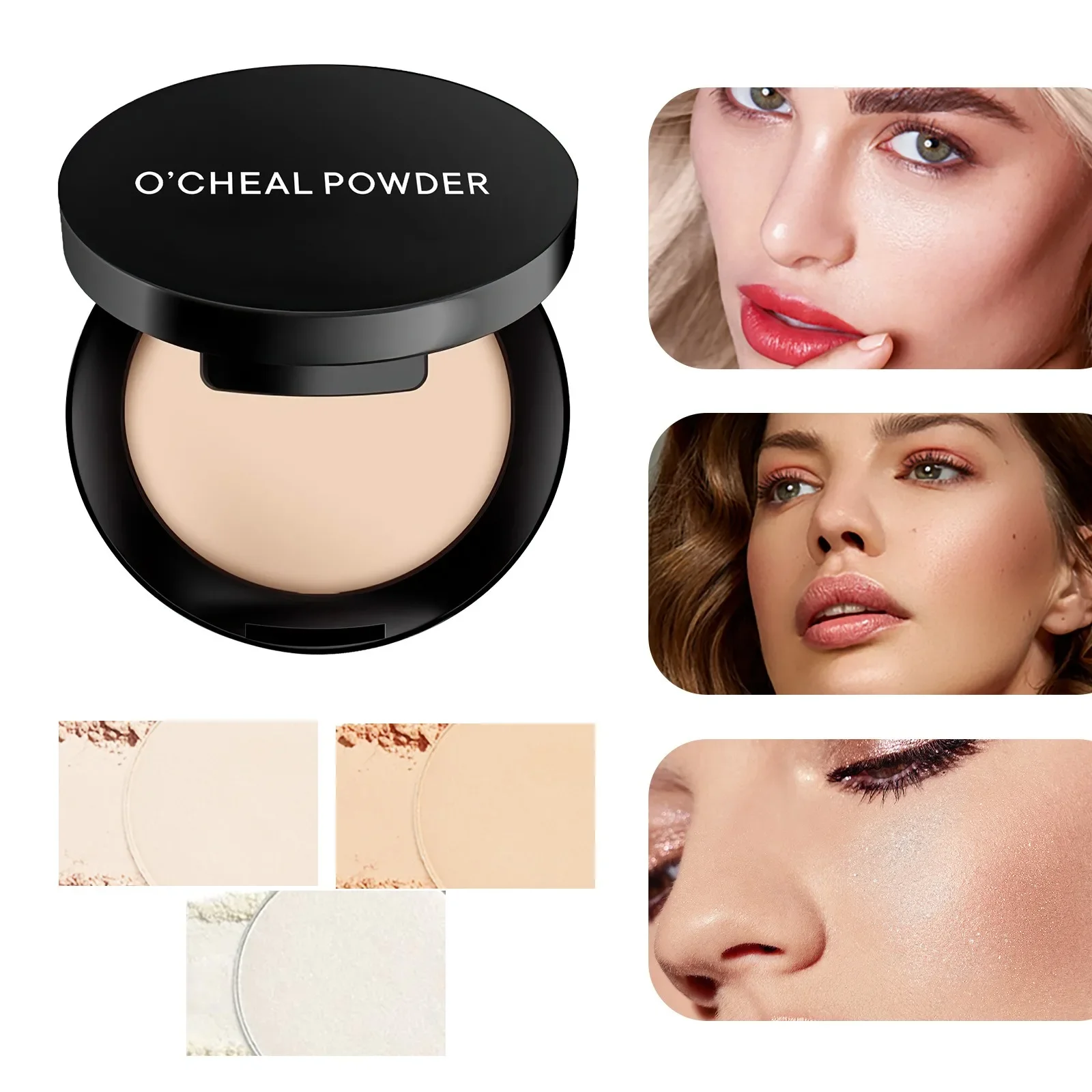 Corrector mate de 3 colores, polvo prensado, Control de aceite, acabado suavizante, cobertura Natural duradera, portátil para mujeres y niñas