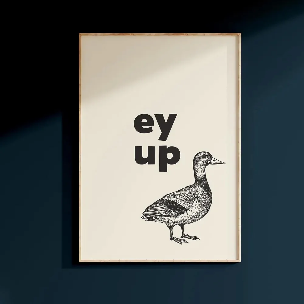 2D Flat, 2D Flat, 1pc Wall Art Featuring Humorous Quotes, Including 'Ey Up Duck' - a Print Showcasing Northern Sayings, Yorks