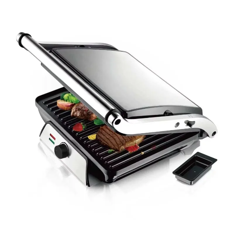 

2000W Electric Large Size Custom Automatic Non-Stick Panini Machine Grilled Steak Household Stainless Steel Panini Maker
