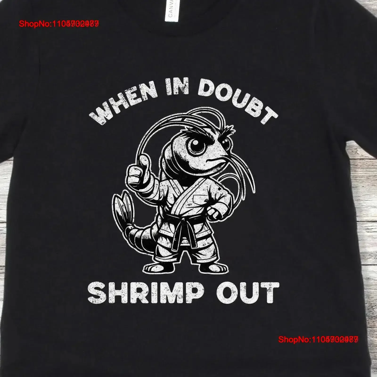 Funny Jiu Jitsu T Shirt When In Doubt Shrimp Out Martial Arts for BJJ Students and Instructors Gorilla vintage Washed vintage