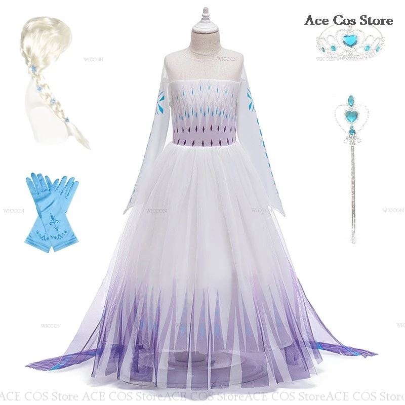 Kinderen Meisjes Prinsessenjurk Meisje Cosplay Ijs Schattig Koningin Kostuum Elsa Tiara Verjaardagsfeestje Halloween Carnaval Outfit Blauw Kostuum