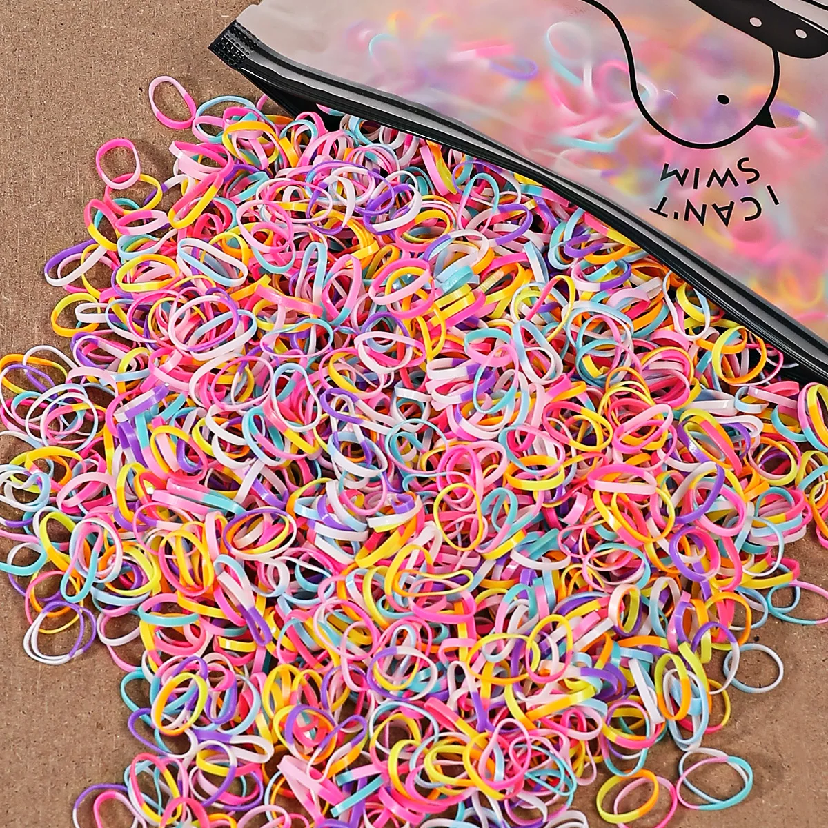 2000Pcs Girls Colourful Disposable Rubber Band Elastic Hair Bands Headband Children Ponytail Holder Bands Kids Hair Accessories