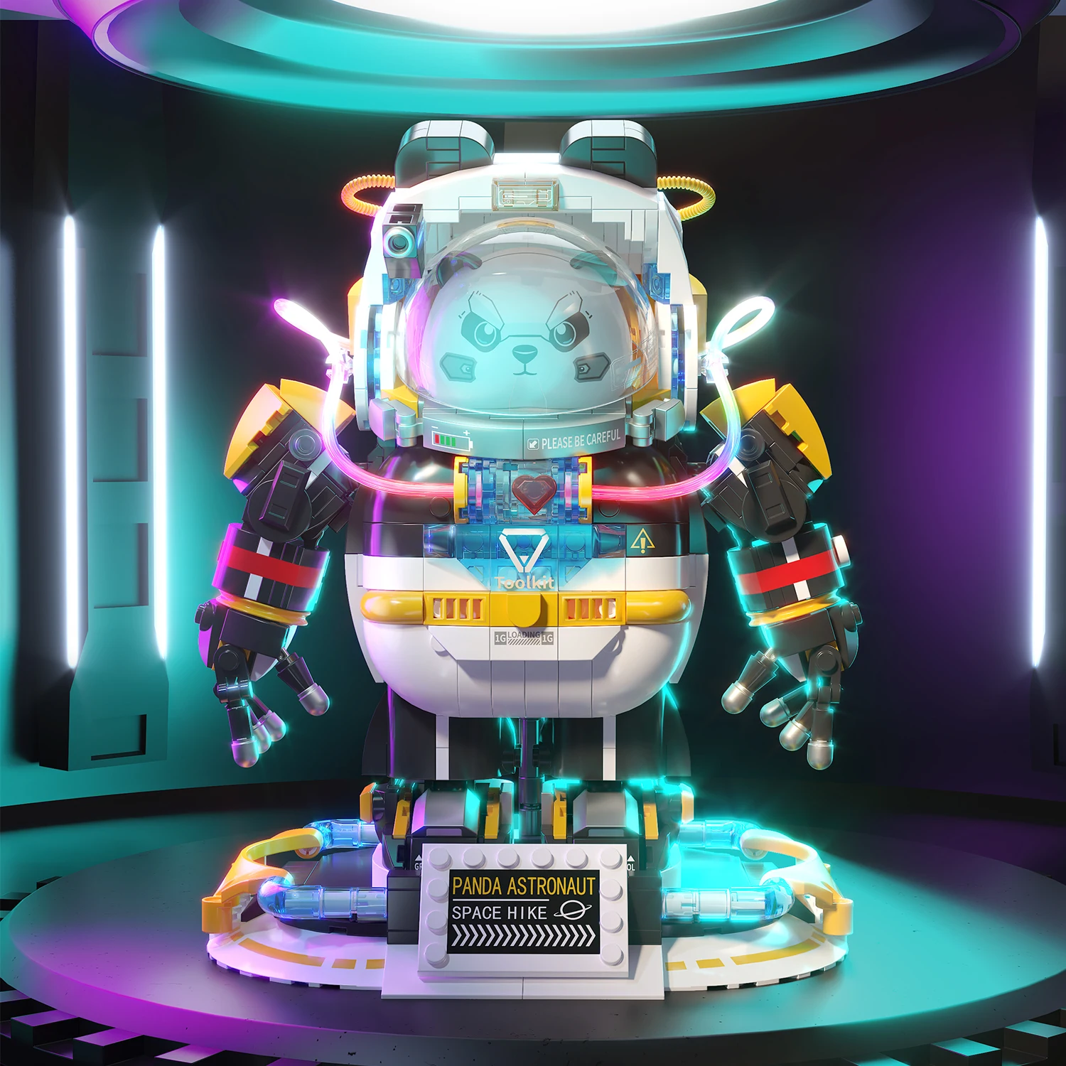 662021 스페이스 판다 메카 블록 세트, DIY 기계식 판다 모델, 어린이를 위한 창의적인 장난감, 책상 및 가정 장식품