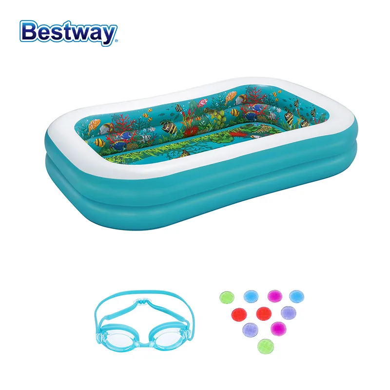 Bestway 54177 [팽창식 배송되지 않음] 3D 눈 2쌍이 포함된 직사각형 풍선 수영장 수중 세계 1개