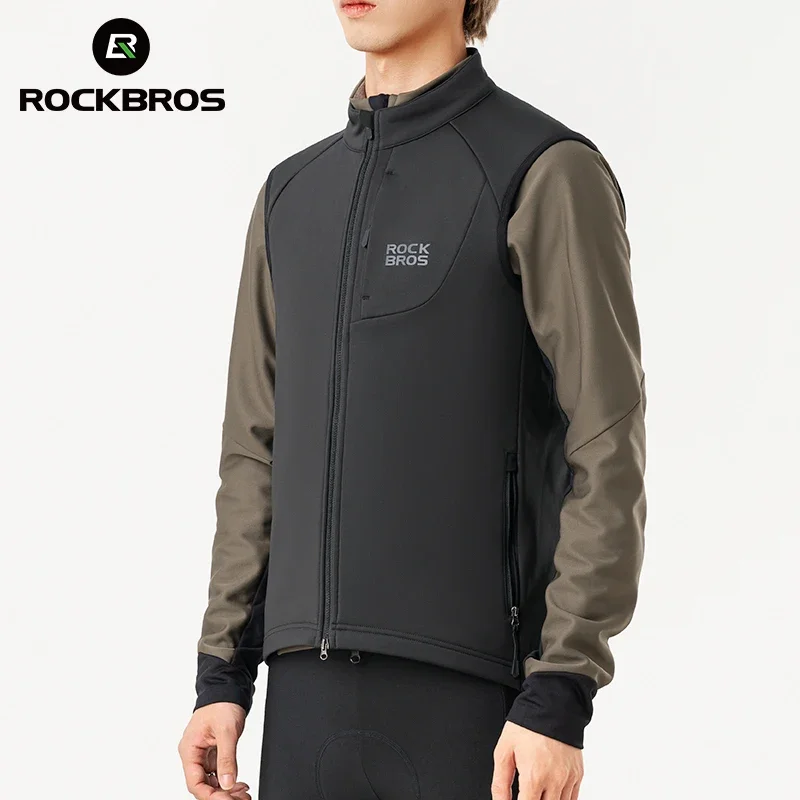 ROCKBROS Cycling Sports Vest Autumn Winter Outdoor MTB Bike Riding Warm Sleeveless Cycling Vests Thermal Fleece Cycling Jerseys