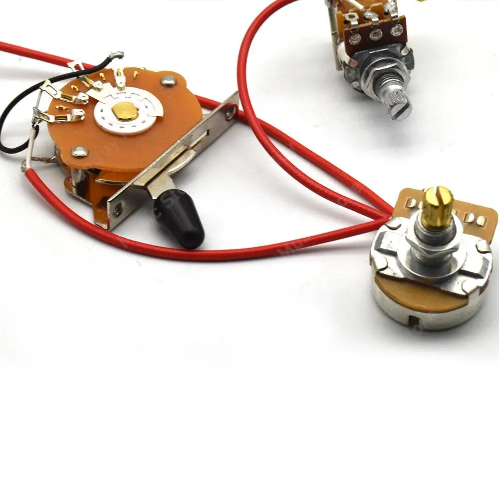 3Way Guitar Pickup Wiring Harness Prewired Kit with A500k B500K Bass Push Pull Volume Tone Shaft Switch