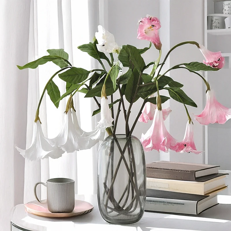 Fiore Datura da 50 pollici, stelo floreale artificiale, fiori artificiali, fiori finti, decorazioni per la casa, fiori nuziali, composizione sospesa