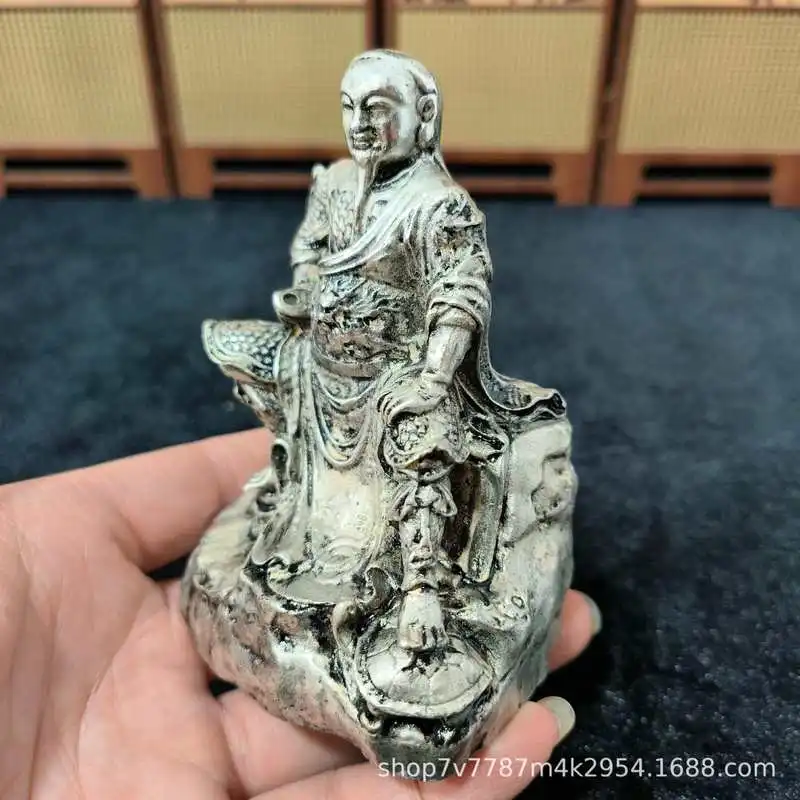 Antique-style brass craft piece, silver-plated Zhenwu Emperor home decoration ornament