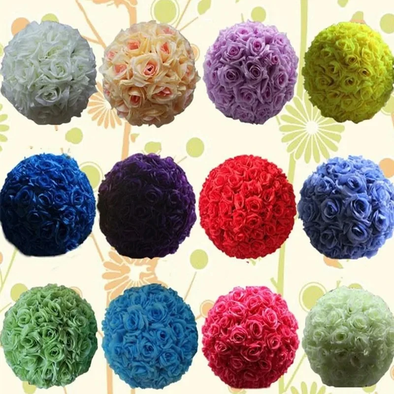 10Pcs Elegant Wedding Decorative Kissing Balls 25CM Dia Artificial Encryption Rose Flower Ball for Shopping Malls Opened