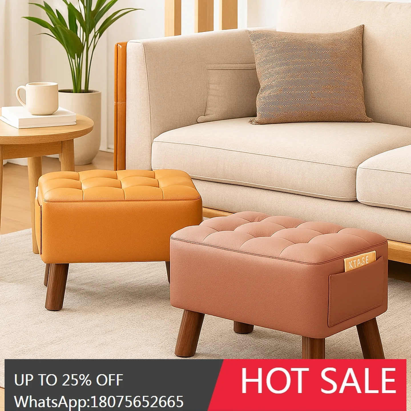 

SGF Sofa Shoe Changing Stool Coffee Table Soft Cushion Seat Simple Modern