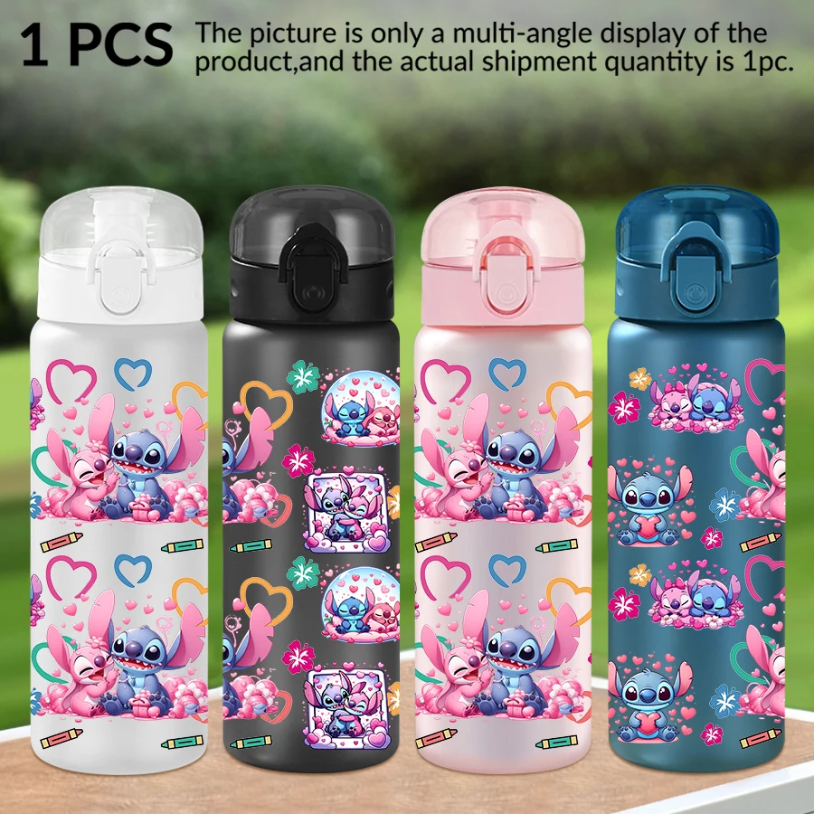

1Pc Disney Stitch Love Pattern 26oz Plastic Water Bottle Outdoor Sports Water Cup Birthday/Back To School Gift
