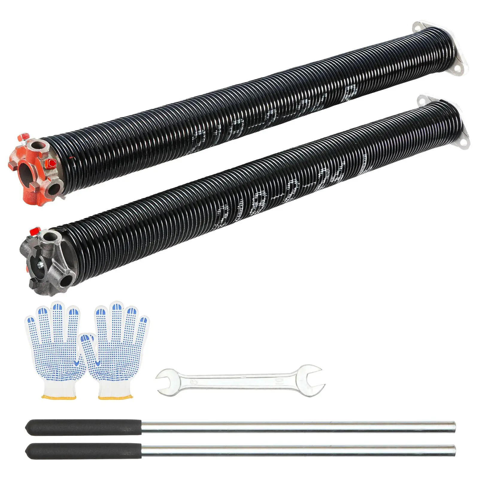 Garage Door Torsion Springs, Pair of 0.218 x 2 x 24inch, Garage Door Springs with Non-Slip Winding Bars, 16000 Cycles, Gloves an