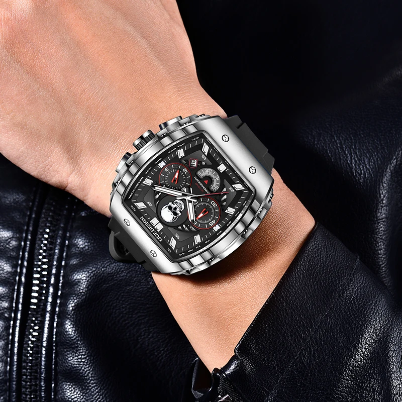 LIGE Brand Man Watch Skeleton Skull Dial Sport Army Watches for Men Casual Fashion Luxury orologio da polso al quarzo impermeabile + Box