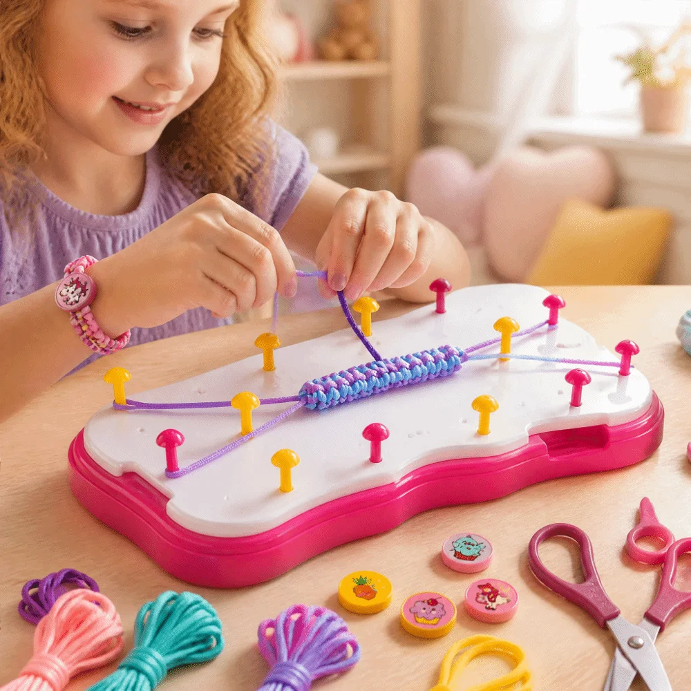Puzzle Umbrella Rope Bracelet Weaver Set Hand Rope Weaver Pretend Play Bracelet Making Kit Funny Easy To Use