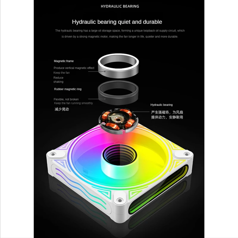 ARGB Dragon Mirror Computer Chassis Cooling Fan 12Cm Magical Color Mute PWM Temperature Control Speed Regulation Fan