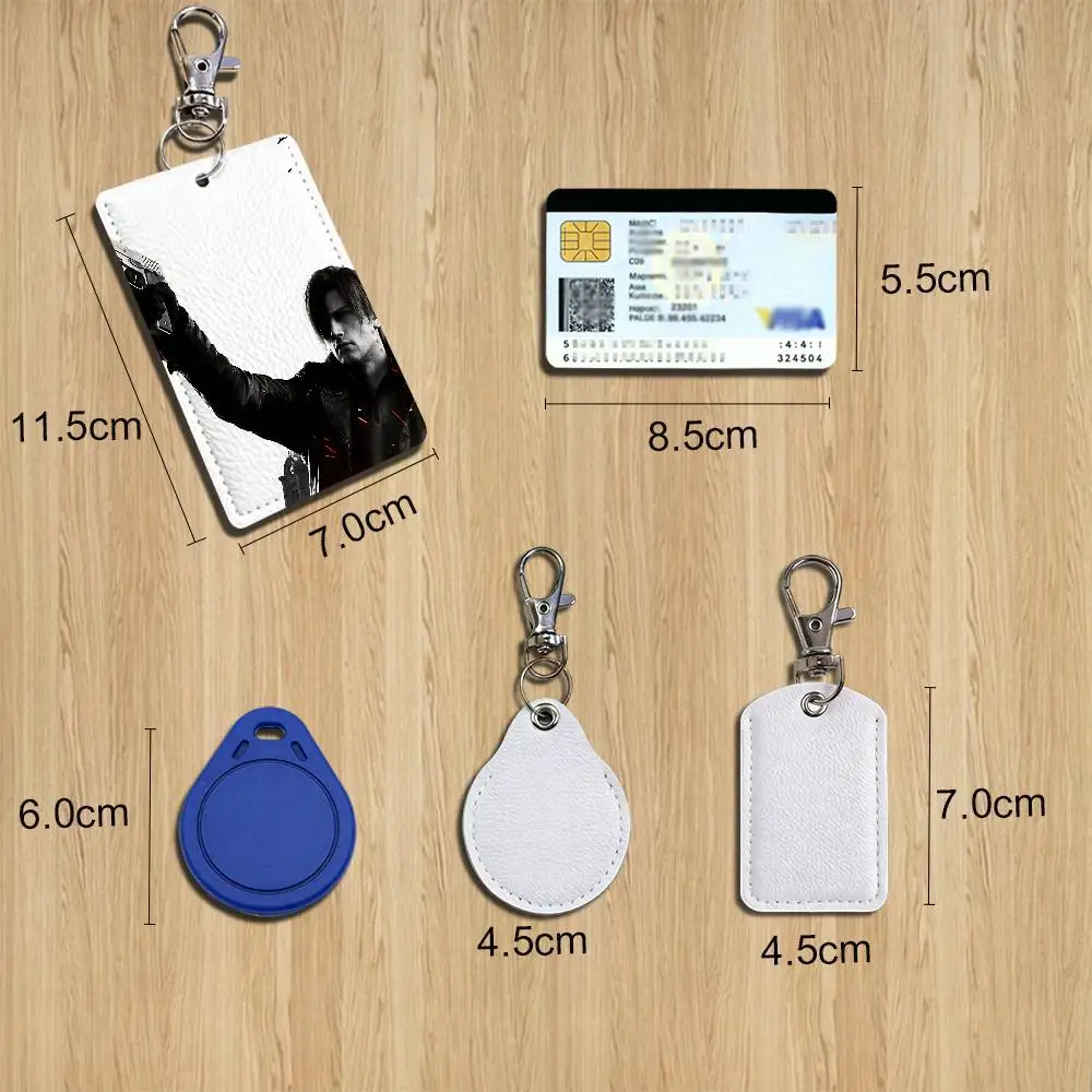 cool Leon Kennedy Resident Evil Leather Keychain Badge Holder with Lanyard  ID/Access Card Holder Key Ring Accessory Gift Option