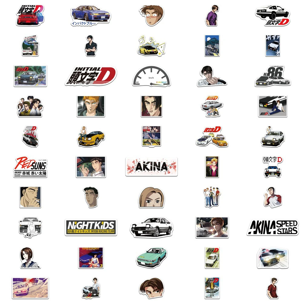 10/30/50/100pcs Takumi Initial D Anime Stickers Project D Keisuke Sticker Laptop Phone Luggage Suitcase Cool Car Decal Toy Gift