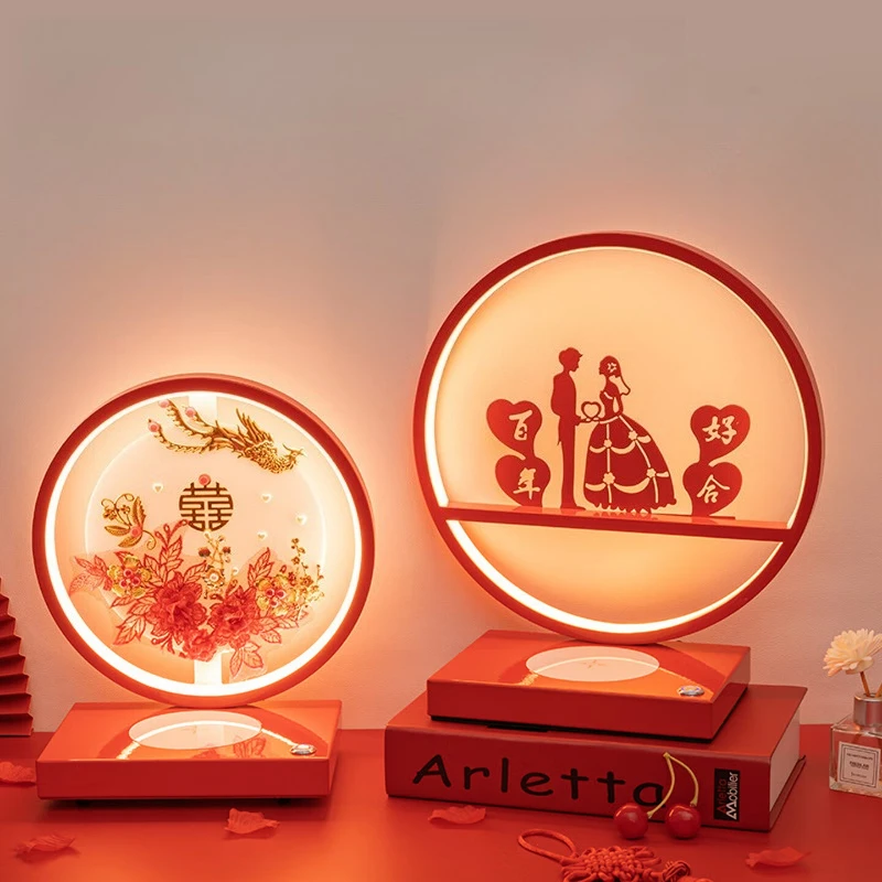 Changming lamp ornament high-end gift dowry wedding room romantic bedside lamp
