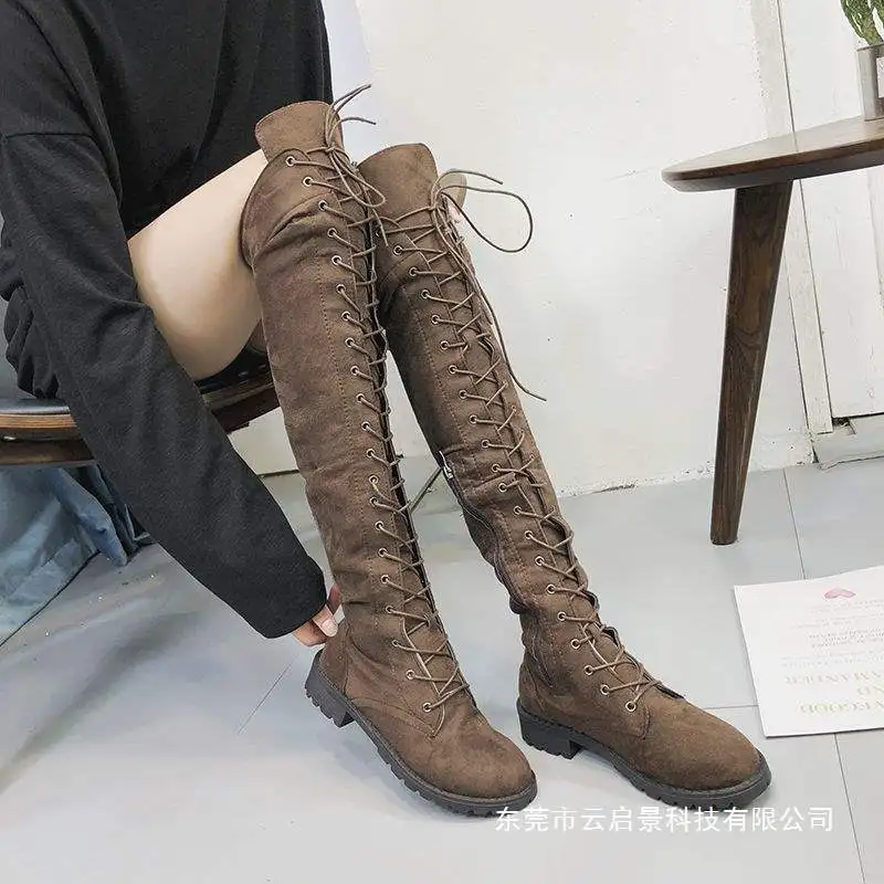 

Women's Plus Size Over The Knee Lace Up Flat Boots Suede Comfortable Fashion Casual Long Boots 2026 New Arriva