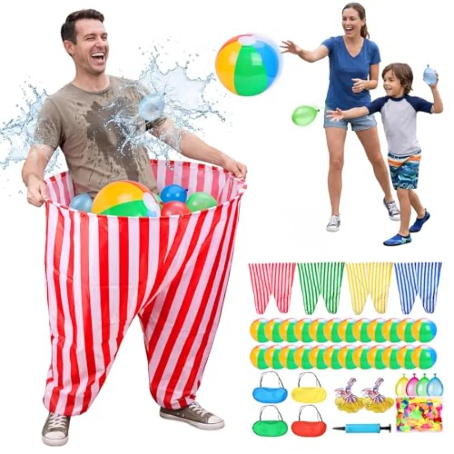 

145 PCS Granny Pants Yard Game 4 Pack with 24 Balls, Outdoor Field Day Giant Pants Games for Adults,Outside Carnival Backyard L