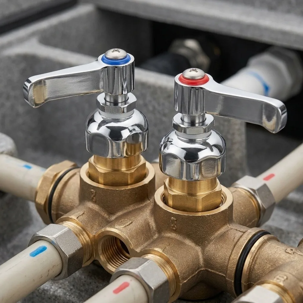1 Pair Brass Hot Cold Side Spindle Assembly For T&S Faucet Valve Core Replacement 002713-40 002714-40 Garden Tools