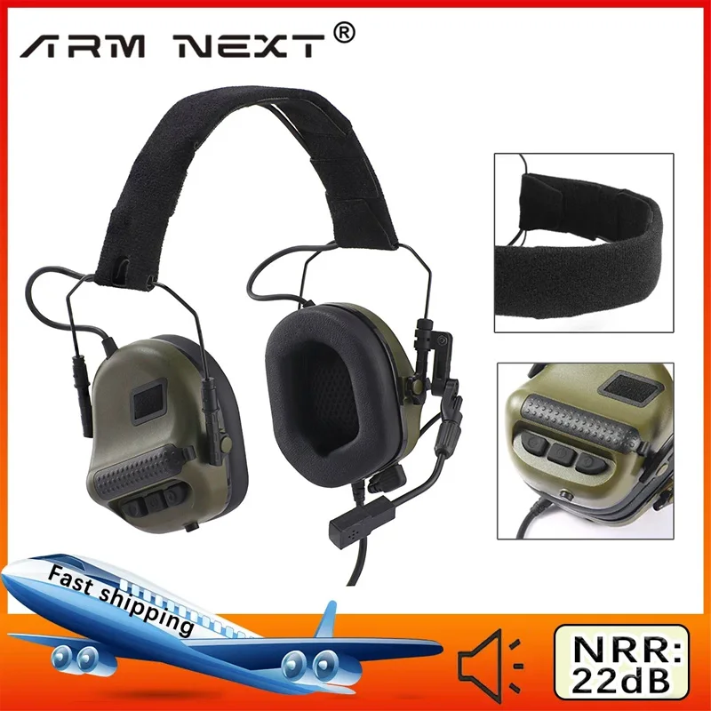 Tactical Tiro Eletrônico Ouvido Anti-ruído Headphone Amplificação Som Proteção Auditiva Headset Dobrável