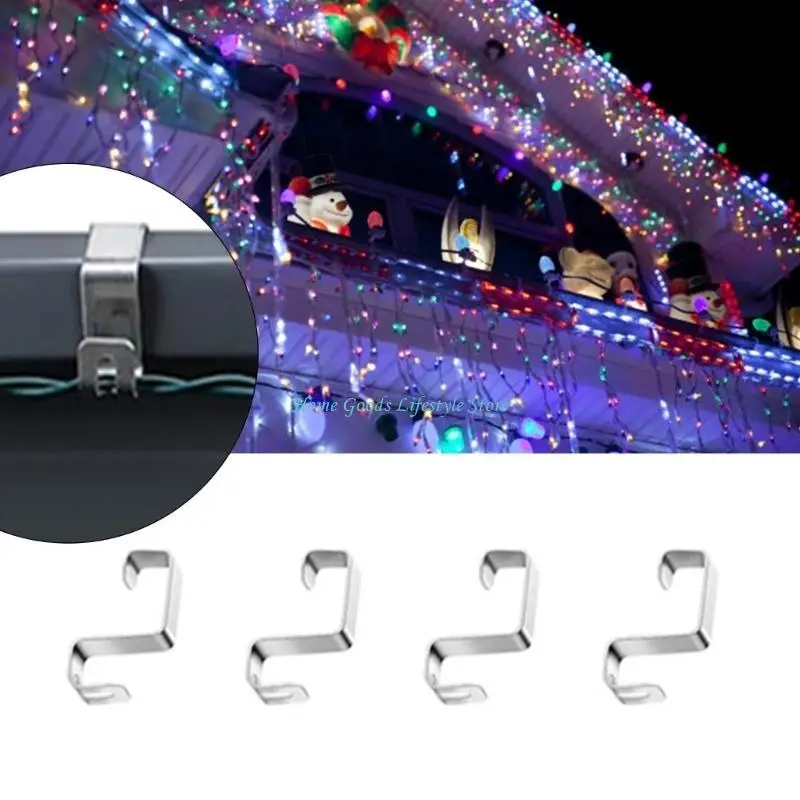 E74E 50 Pieces Weatherproof Sturdy Aluminium Materials Hook for Hanging Light and Decorations on Gutters And Roof Edges