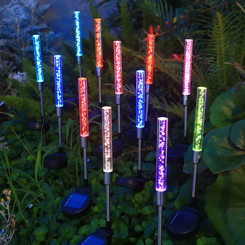 7 Colors Change Solar Powered Garden Acrylic Rod Lights Outdoor Solar Lights Lawn Lights For Yard Pathway Decoration 500