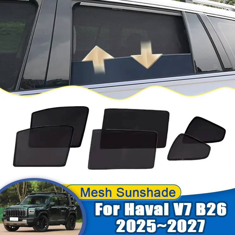 

Custom Sunshades For Haval V7 2026 B26 2025~2027 Car Mesh Window Sun Visor Sunscreen Magnetic Privacy Curtains Cover Accessories