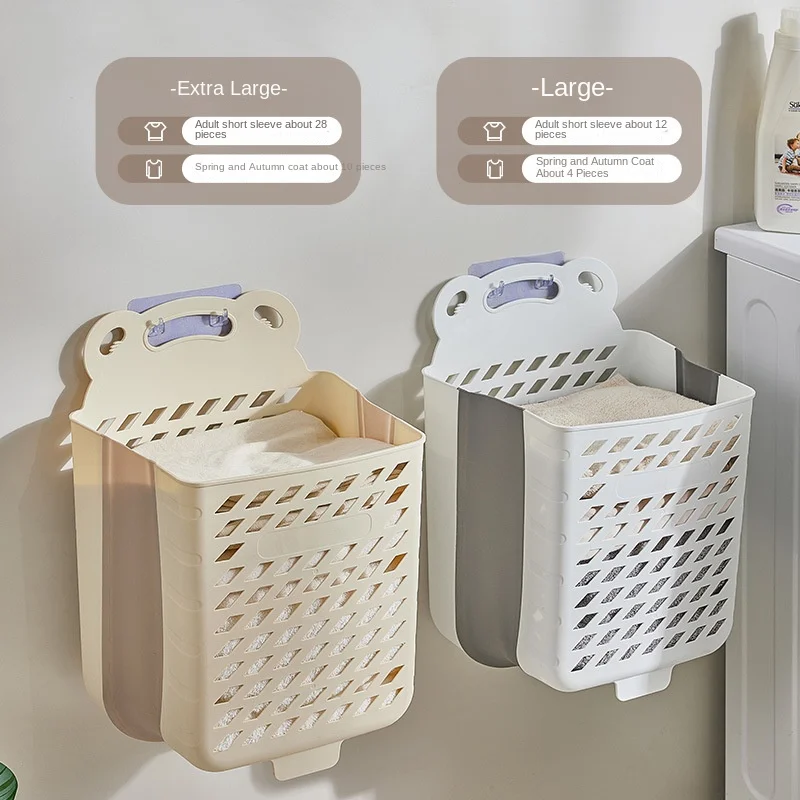 Laundry Basket Bathroom Storage Basket Wall Mounted Foldable Bathroom Put Clothes Storage Basket Storage Baskets