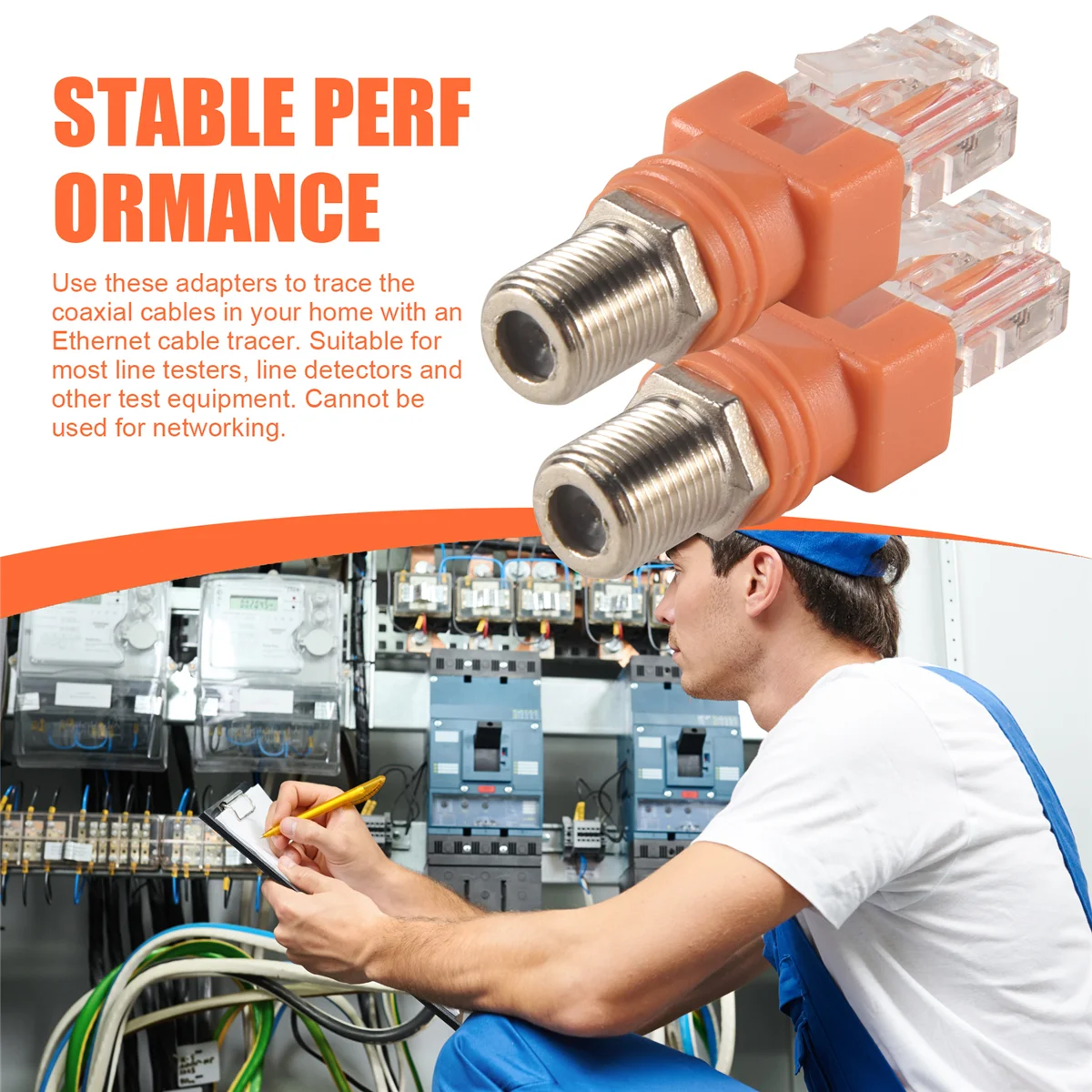 Coaxial to Ethernet Adapter, 4 Pack Coax RF F Female to RJ45 Male Converter for Line Tester ZJY