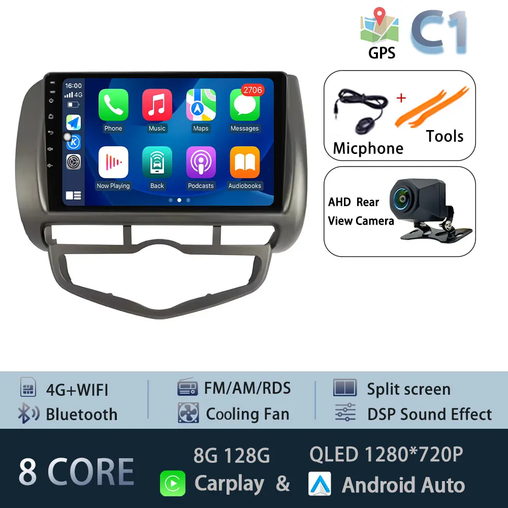 Voor Honda Fit Jazz 2002-2008 LDH RDH Autoradio Audio Mulltmedia Speler Android Intelligent Systeem GPS Navi DPS 4G Carplay WiFi