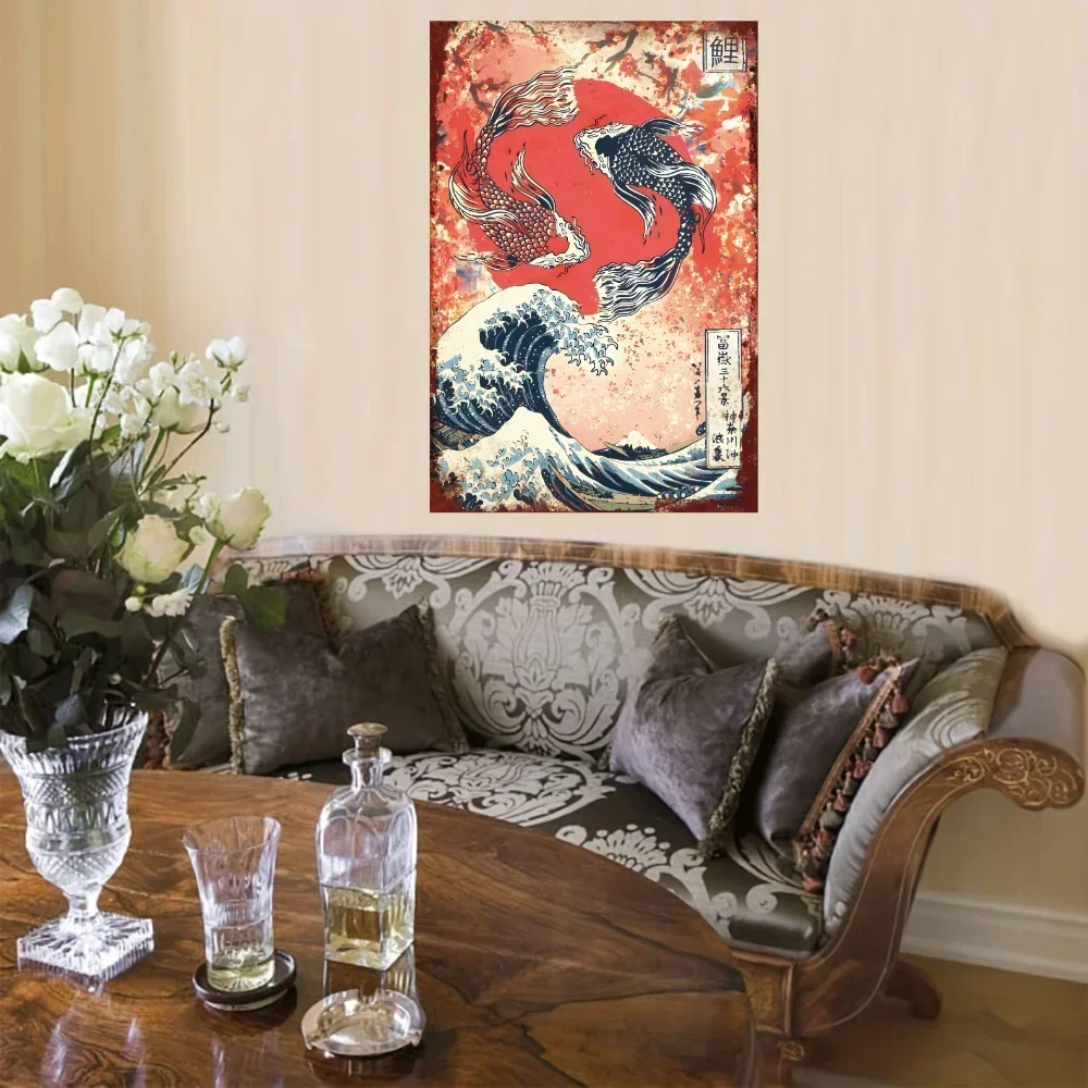 HD Tin Sign Japanese Samurai Vintage Retro Metal Poster Classic Bushido Warrior Wall Art Decor for Man Cave Home Decoration
