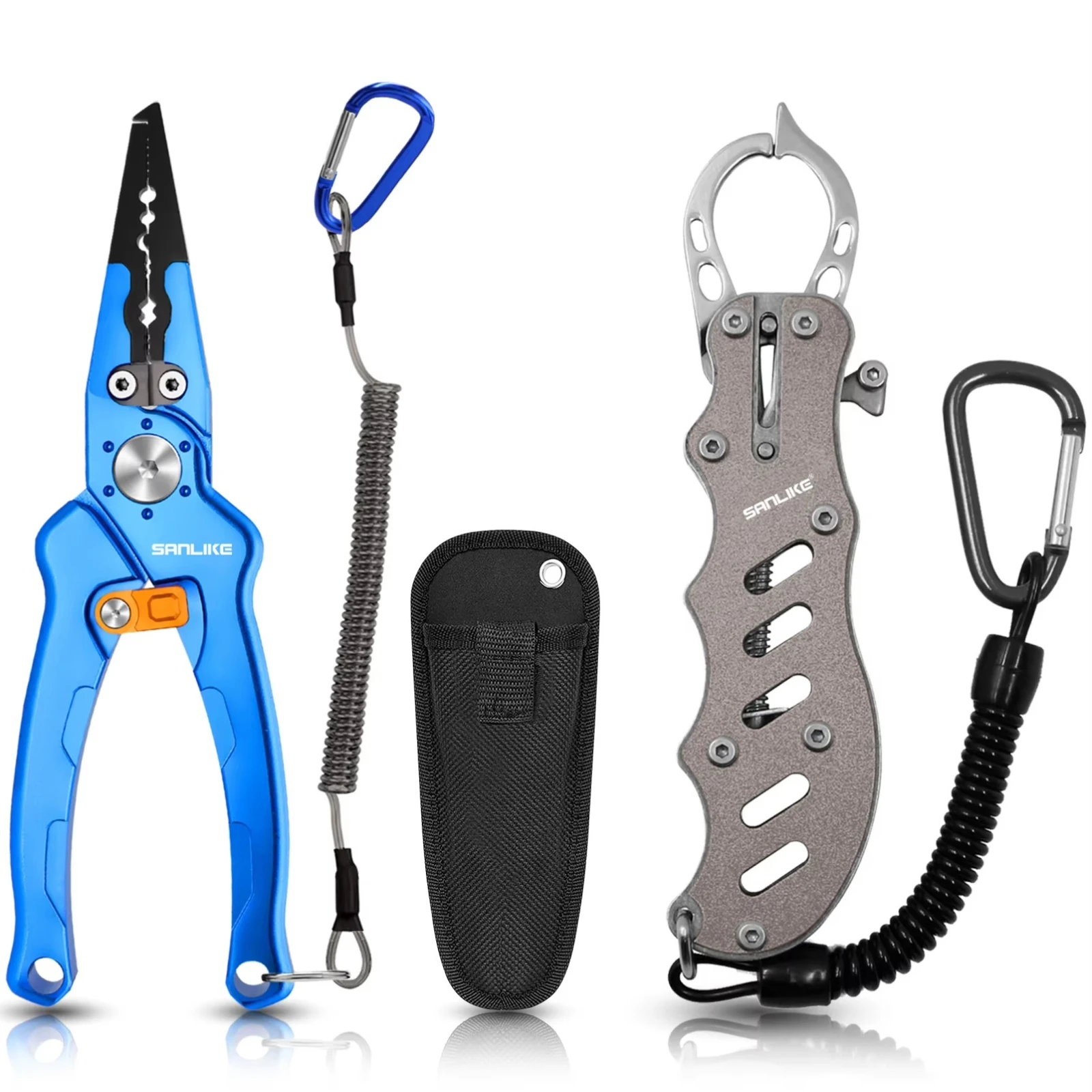 

SANLIKE Fishing pliers grip clip set multifunctional aluminum alloy fish grip with safety rope and special bag fishing pliers