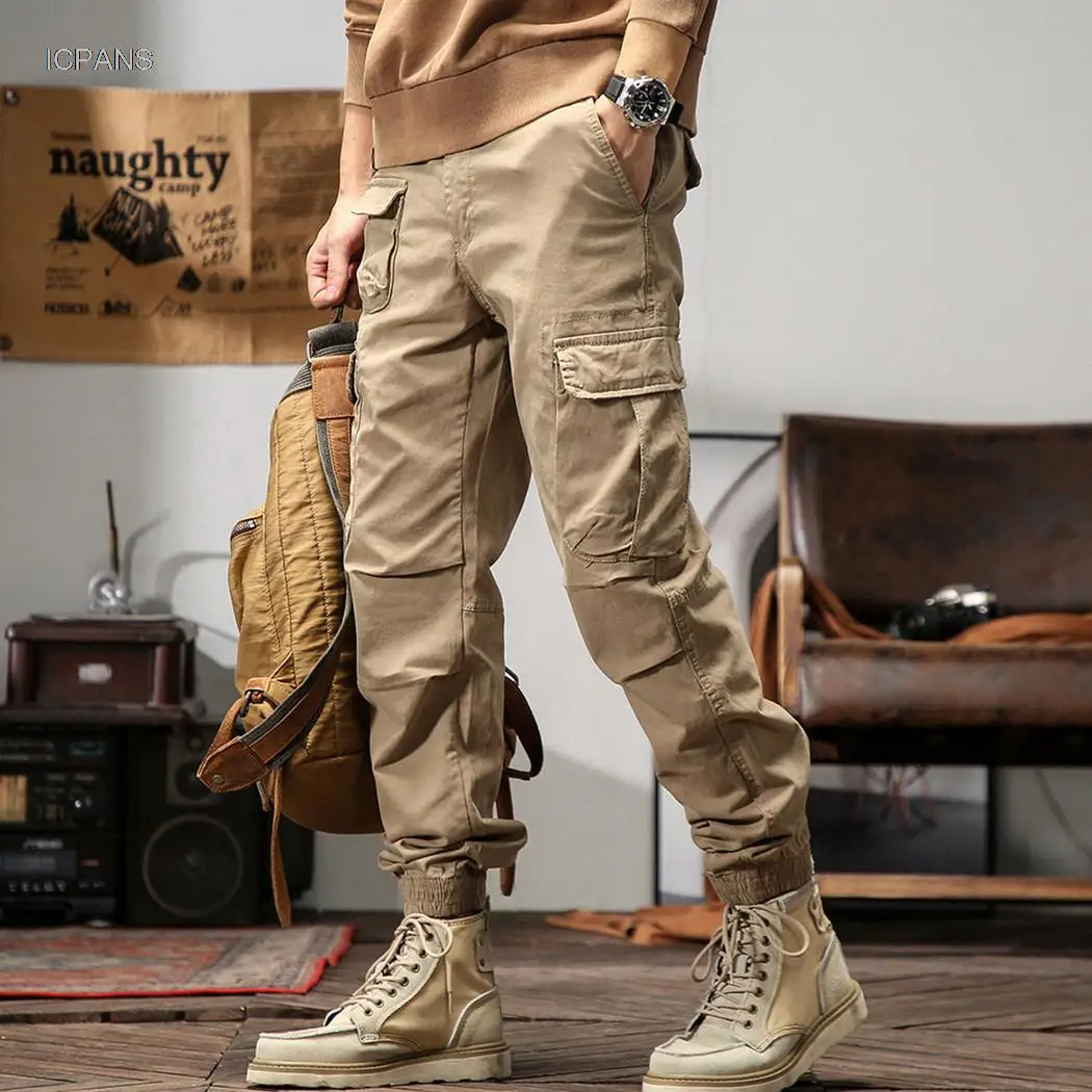 7 Pockets Cargo Pants Men Cloth Denim Vintage Khaki Joggers Casual Pants Trousers For Men Cotton Spring Autumn Military Broeken