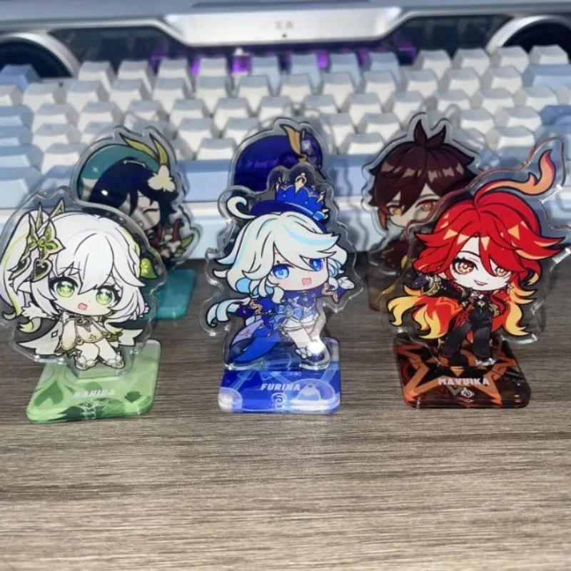 6Pcs/Lot Game Focalors Furina Nahida Mavuika Pyro Archon Morax Beelzebul Barbatos Acrylic Figure Stand Model Tabletop Toys gift