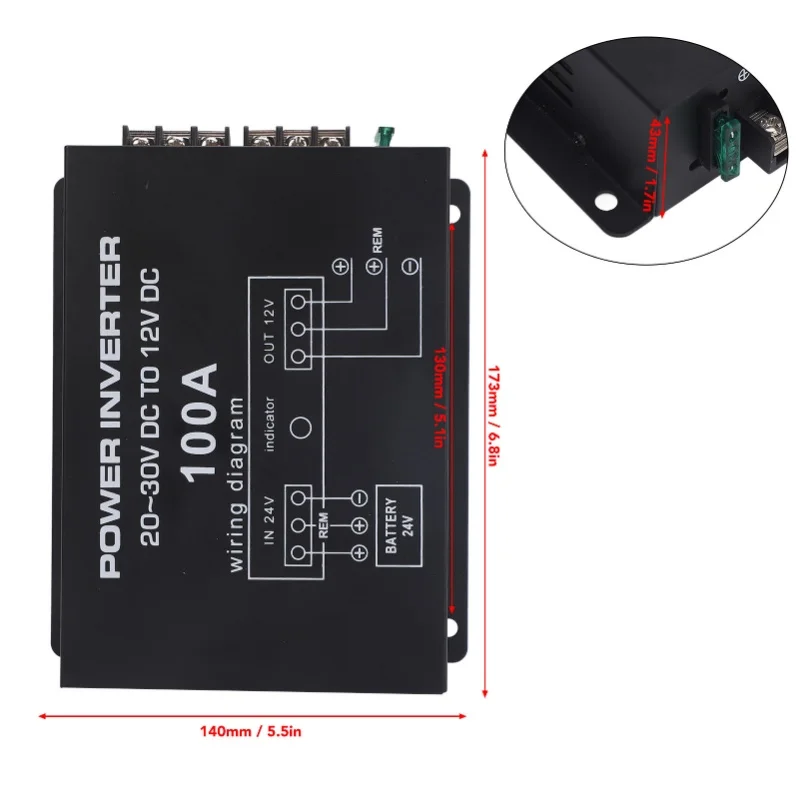 DC 24V To 12V Step Down Converter Voltage Reducer Converter With Temperature Control For Cars Trucks RVS SUVs Buses 100A