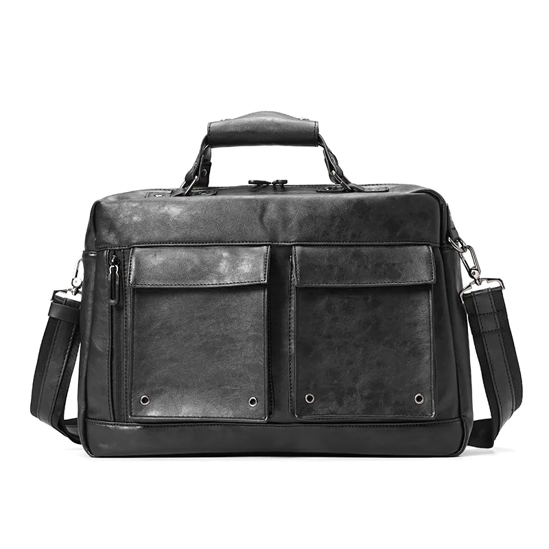 Man Briefcase Men Handbag Laptop Bag Transverse Men's Shoulder  Side Messenger Bag Executive Man Business Teacher Briefcase PU