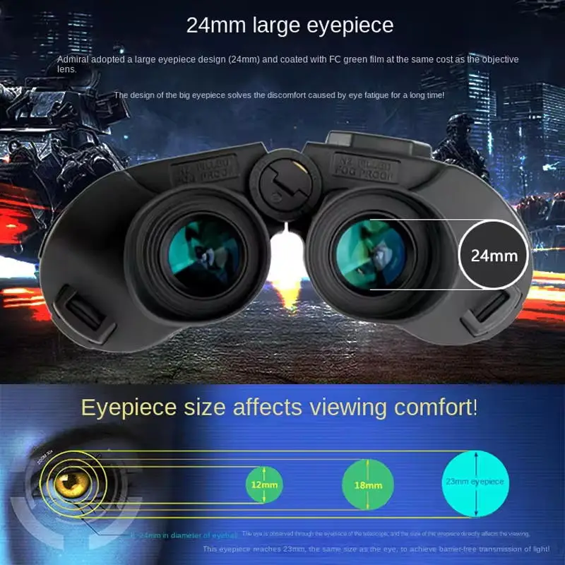 7x50 Binocular High Power Professional Telescope Navigation Rangefinder Compass Night Vision Waterproof Military Hunting Camping