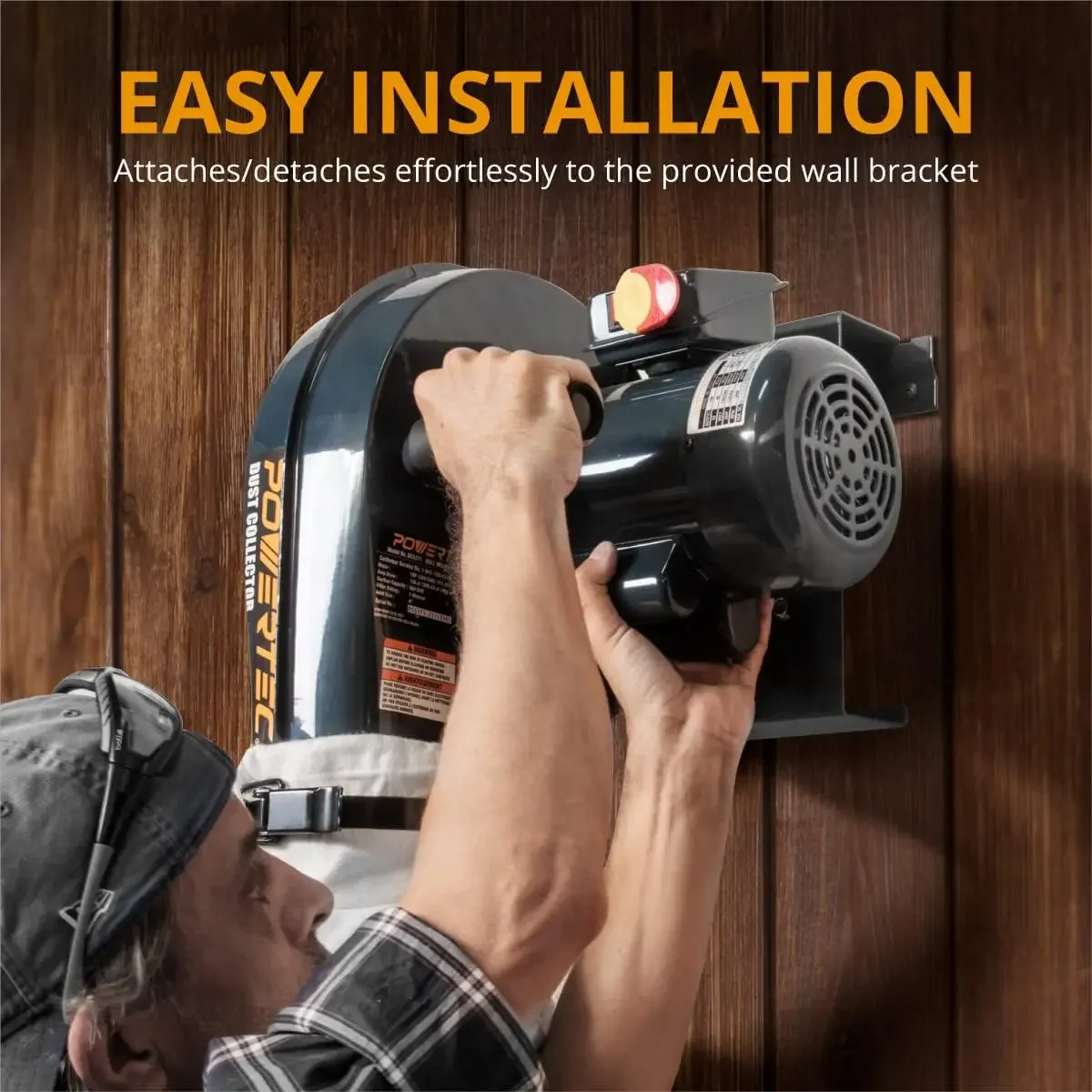 Coletor de montagem em parede com sacos coletores de 1 mícron, coletores para coleta de madeira