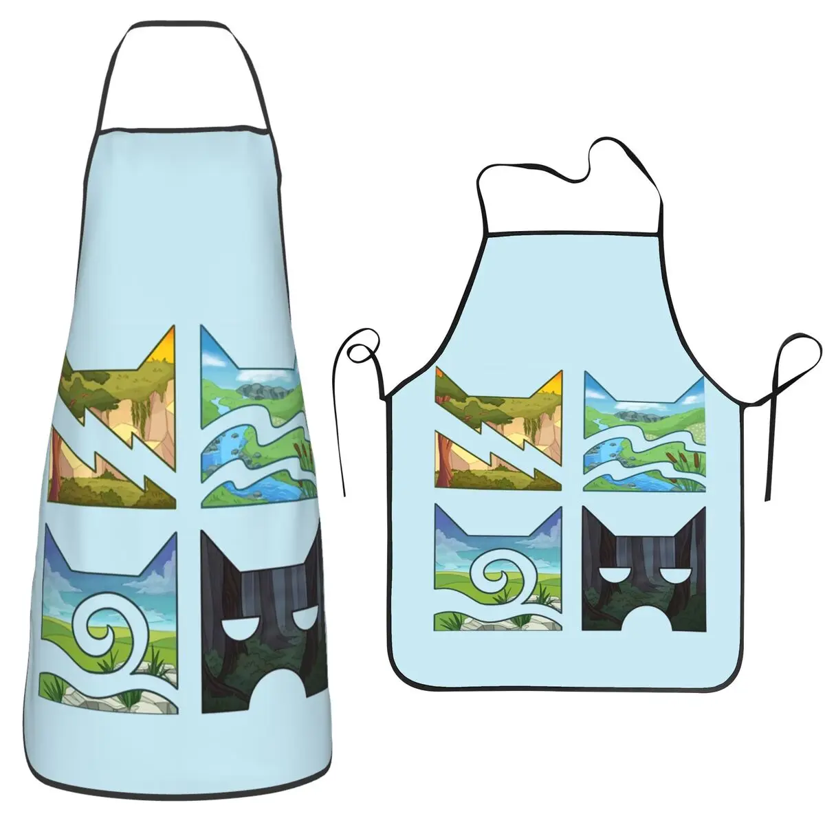 

Фартук Four Warriors Warrior Cats, фартук для шеф-повара, приготовления пищи, выпечки, нагрудник без рукавов, кухонный сарафан для чистки для женщин и мужчин, живопись