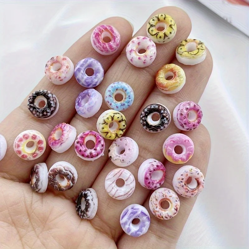 

30 pieces donut series resin charm flat back decorative accessories - DIY decorative beads for nail art party decoration