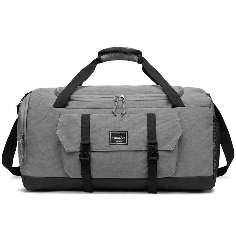 British Style Canvas Gym Bags Waterproof Yoga Bag, Sports Handbag and Weekend Travel Backpack with Shoe Compartment for Men