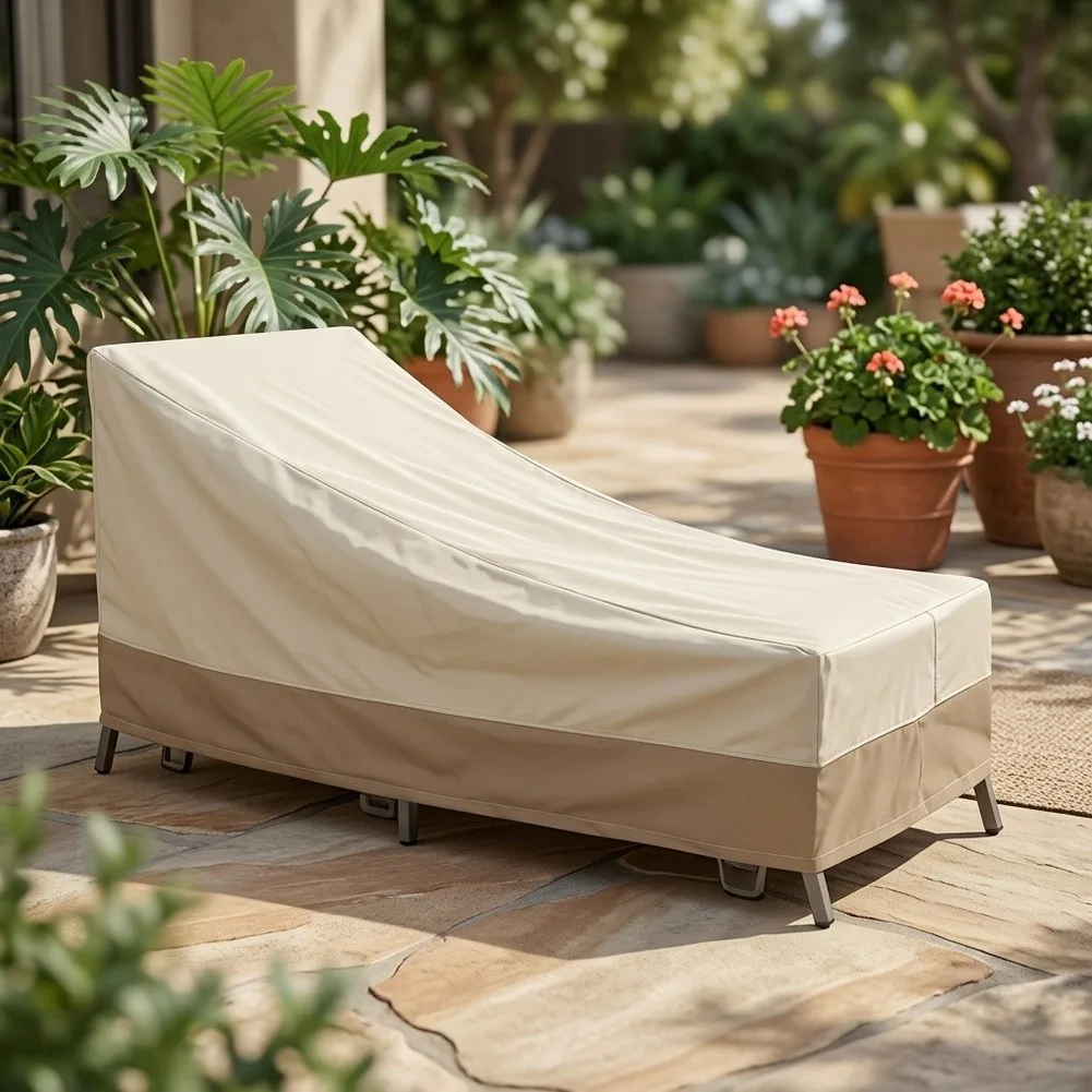 Waterproof Outdoor Lounge Chair Cover with Ventilation for Patio Reclining Chairs Protection Against Weather Elements