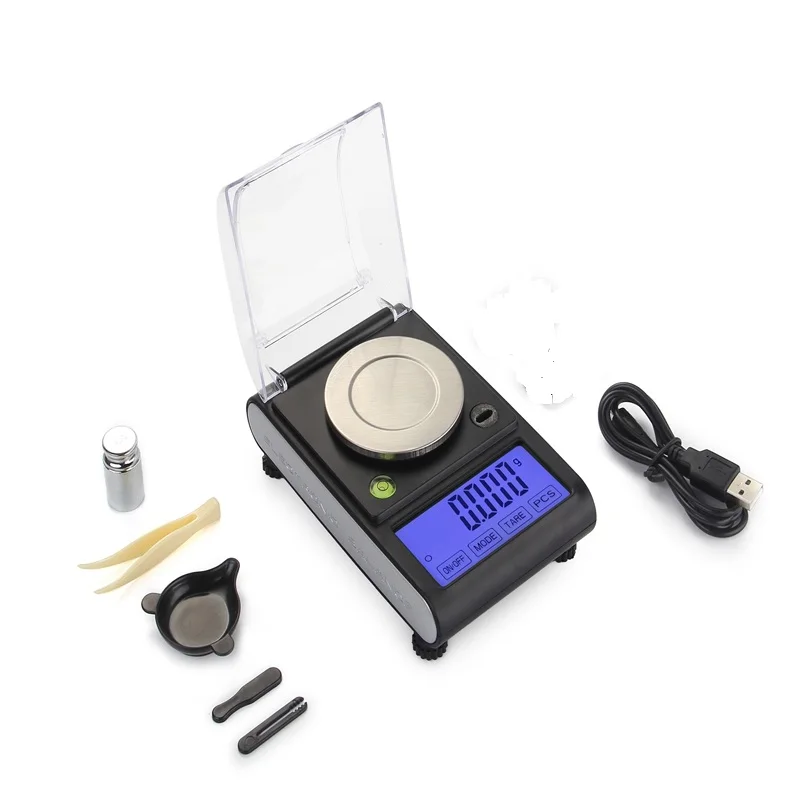 

0.001g Precision Digital Electronic Scales 50gx0.001 Touch LCD Digital Jewelry USB Scale Tray Weight Counting Laboratory Balance