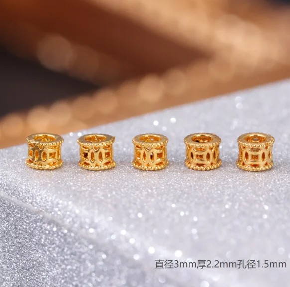 18k real gold jewelry findings karat gold charms gold stoppers for  beads gold jump rings au750 spacers  big hole charms 2.5mm